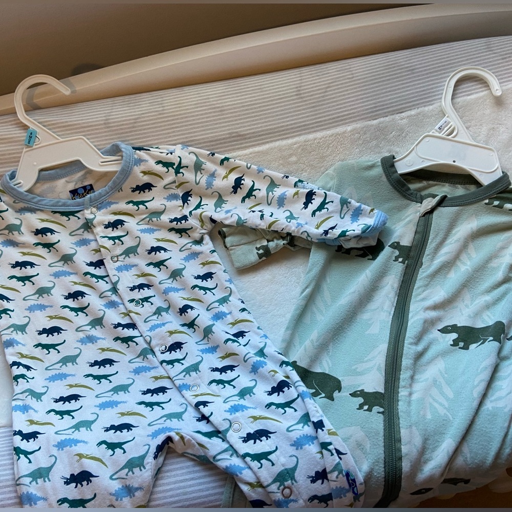 TWO for $22 KICKEE PANTS footie sleepers EUC
